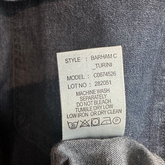 Theory Barham C Turini Slim Fit Button Down Shirt Indigo Blue M - Picture 7 of 9